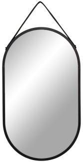 House Nordic Trapani Spiegel mit schwarzem Stahlrahmen und PU-Riemen, 35x60 cm