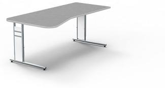 Schreibtisch Freiformtisch Form 4 195x80/100 cm C-Fuß Alusilber Applikationen Typ C grafit