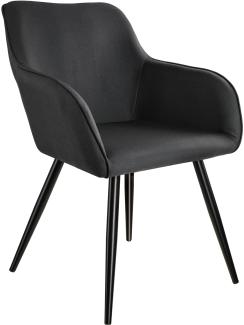 8er Set Stuhl Marilyn Leinenoptik, schwarze Stuhlbeine - schwarz