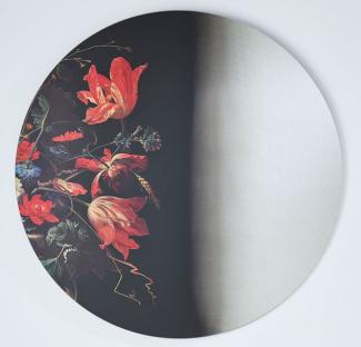 Casa Padrino Luxus Wandspiegel Mehrfarbig Ø 100 cm - Runder Spiegel mit Blumen Design - Luxus Kollektion