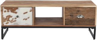 TV-Lowboard mit zwei Schubladen 110x50x40 cm aus Akazien- und Schwellenholz mit Metallbeine WOMO-Design