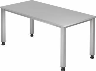 bümö® Schreibtisch Q-Serie höhenverstellbar, Tischplatte 160 x 80 cm in grau, Gestell in silber