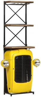 Traktor-Weinschrank Gelb 49x31x170 cm Massivholz Mango