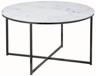 Tisch Couchtisch Durchmesser 80 cm Metall und Glas Schwarz/Weiß