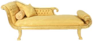 Casa Padrino Barock Chaiselongue Modell XXL Gold Muster / Gold Linke Seite - Antik Stil - Recamiere Wohnzimmer Möbel