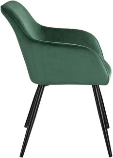 4er Set Stuhl Marilyn Samtoptik, schwarze Stuhlbeine - dunkelgrün/schwarz