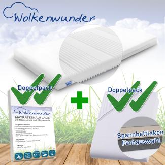 Wolkenwunder Multi Matratze / 2x Hygieneauflage / 2x Spannbetttuch (weiß) 90x200 cm