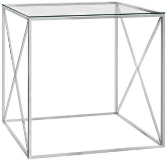vidaXL Couchtisch Silbern 55x55x55 cm Edelstahl und Glas [289021]
