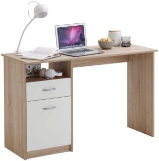 FMD Schreibtisch mit 1 Schublade, Eichenbraun/ weiß, 123 × 50 × 76,5 cm