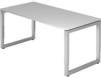 Schreibtisch RS16 O-Fuß eckig 160x80cm Grau Gestellfarbe: Silber
