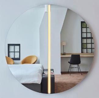 Casa Padrino Luxus Spiegel Ø 150 cm - Runder Wandspiegel mit LED Streifen - Wohnzimmer Hotel Restaurant Boutique Spiegel