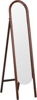 Standspiegel Dunkelbraun Paulowniaholz 30 x 150 cm mit Rahmen Oval Klappbar Rustikal Ganzkörper für Ecke Schlafzimmer Garderobe Bad Wohnzimmer