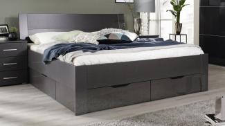 'Aditio Beds' Bett mit Schubkästen, Effektgrau Hochglanz, 180 x 200 cm
