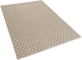 Teppich beige 140 x 200 cm kariertes Muster Kurzflor AKBEZ
