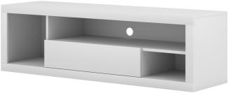 Domando Lowboard Pordenone Modern für Wohnzimmer Breite 140cm, Push-to-open-System, Weiß Matt