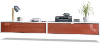 2er-Set TV Board Lana 120, Lowboards je 120 x 29 x 37 cm mit viel Stauraum, Korpus in Weiß matt, Fronten in Bordeaux Hochglanz