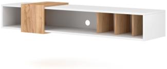 TV-Lowboard Design-T in weiß und Eiche Gold hängend 150 cm