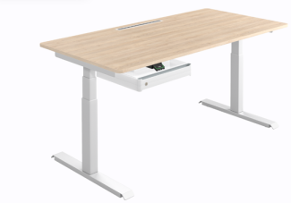 Die Noble - Elektrisch höhenverstellbarer Schreibtisch mit diversem Zubehör (MO Six & 160 x 80 cm Tischplatte Eiche)