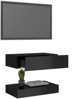 vidaXL TV-Schrank mit LED-Leuchten Hochglanz-Schwarz 60x35 cm