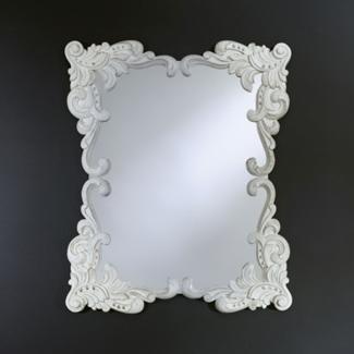 Casa Padrino Barock Wandspiegel Antik Stil Weiß 92 x 110 cm - Barocker Spiegel Antikweiß