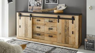 Sideboard SHERWOOD 55 Old Style hell anthrazit mit soft-close