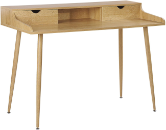 Schreibtisch heller Holzfarbton 120 x 60 cm 2 Schubladen LENORA
