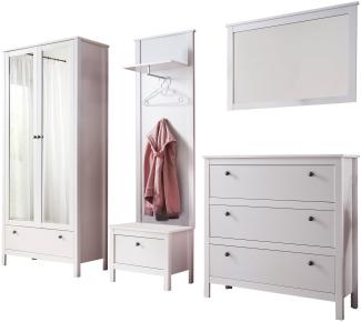 trendteam smart living Garderobe Garderobenkombination 5-teiliges Komplett Set Ole, 268 x 192 x 38 cm in Weiß mit viel Stauraum