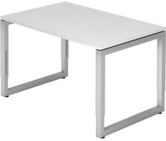 Schreibtisch RS12 O-Fuß eckig 120x80cm Weiß Gestellfarbe: Silber