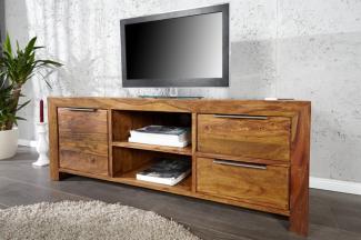 Casa Padrino Luxus Fernsehschrank Natur B. 135 x H. 50 x T. 45 - Sideboard - Kommode - Handgefertigt Massivholz!