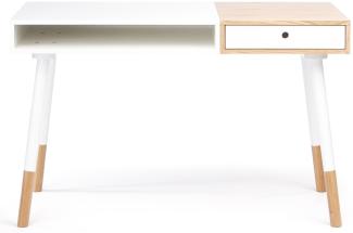 'Wil' Schreibtisch, weiß/ natur, 75 x 120 x 60 cm