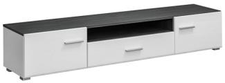 Lowboard TV-Unterschrank Solido Twin 180cm weiß Hochglanz Norwegische Kiefer