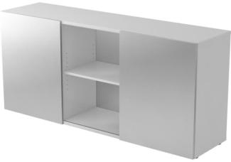 Sideboard 2 Ordnerhöhen, mit Schiebetüren, Grau / Silber