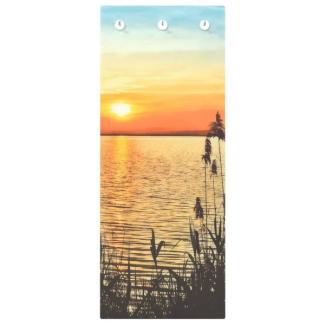 Wandgarderobe 125x50 cm Hartglas Sonnenuntergang am See