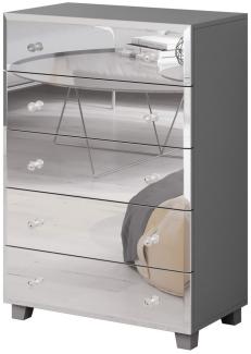 Kommode SHINE Schubladenkommode Grau-Spiegel 72x106 cm