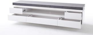 TV-Board/Lowboard 'ATLANTAS' in weiß matt und beton inkl. LED