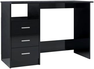 vidaXL Schreibtisch mit Schubladen, Hochglanz-Schwarz, 110 × 50 × 76 cm