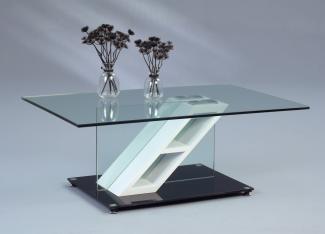 Couchtisch Beistelltisch - Luis - 110x70 cm Glas / Weiss matt