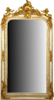 Casa Padrino Barock Wandspiegel Antik Stil Creme / Gold 85 x H. 160 cm - Prunkvoller Barock Spiegel mit wunderschönen Verzierungen