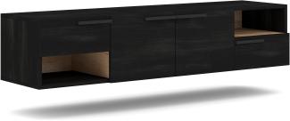 Domando Lowboard Marsala Modern für Wohnzimmer Breite 140cm, hängend oder stehend, Black North Wood und Eiche Gold