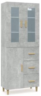 Highboard Betongrau 69,5x34x180 cm Holzwerkstoff [3114879]