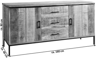 Sideboard Kommode Mangoholz massiv 160 x 80 x 40 cm ARTA 3 523064