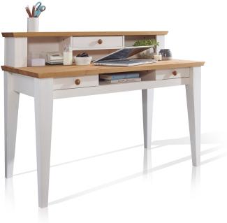 Schreibtisch GLORA Tisch Kiefer massiv weiß gewachst Eiche Landhaus