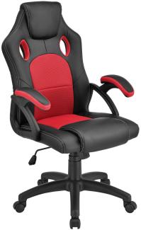 Juskys Racing Schreibtischstuhl Montreal (rot) ergonomisch, höhenverstellbar & gepolstert, bis 120 kg - Bürostuhl Drehstuhl PC Gaming Stuhl