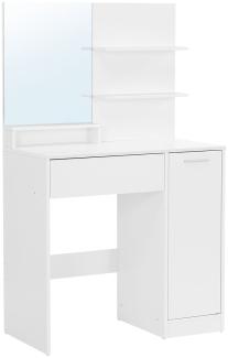 VASAGLE Schminktisch mit Spiegel, Holz weiß, SONGMICS RDT119W01, 80 x 40 x 132 cm