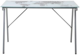 Schreibtisch aus Metall und Glas 113 x 73 x 58 cm Weiß, Grau