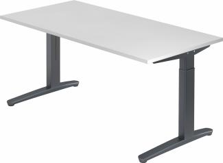 bümö® Design Schreibtisch XB-Serie höhenverstellbar, Tischplatte 160 x 80 cm in weiß, Gestell in graphit