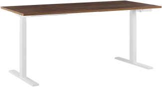 Schreibtisch manuell höhenverstellbar, Spanplatte Braun/ Weiß, 76-116 x 160 x 72 cm