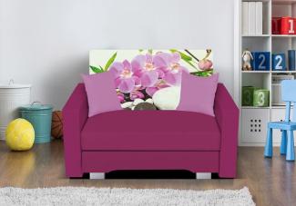 Sessel mit Schlaffunktion IRVING in Pink- Blume inkl. Bettkasten