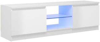 vidaXL TV-Schrank mit LED-Leuchten, Hochglanz-Weiß, 35,5 x 120 x 30 cm