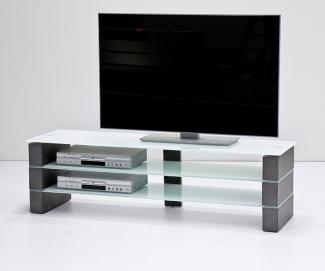 TV-Board OLIVIAS TV-Board Lowboard Beton grau und Glas weiß